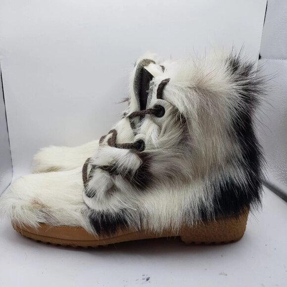 Vintage Womens Mocatem Goat Hair Yeti Size 8 Boots Apres ski Made in France - Picture 3 of 12